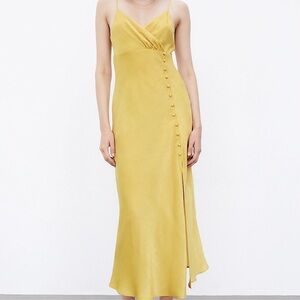 🆕 ZARA Silk Effect Slip Dress in Yellow SZ M